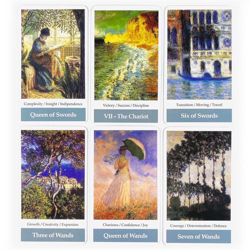 10,3*6 cm Claude Monet impresszionizmus művészet Tarot fedélzet szabadidős parti asztali játék Jósló Orákulum kártyák útmutatóval