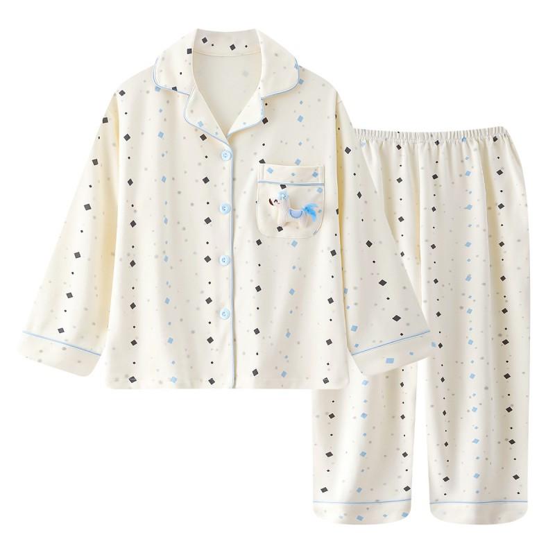 Girls Cotton Long Sleeve Cartoon Pajama Set Sleepwear Home Outfit Kids 8 Years