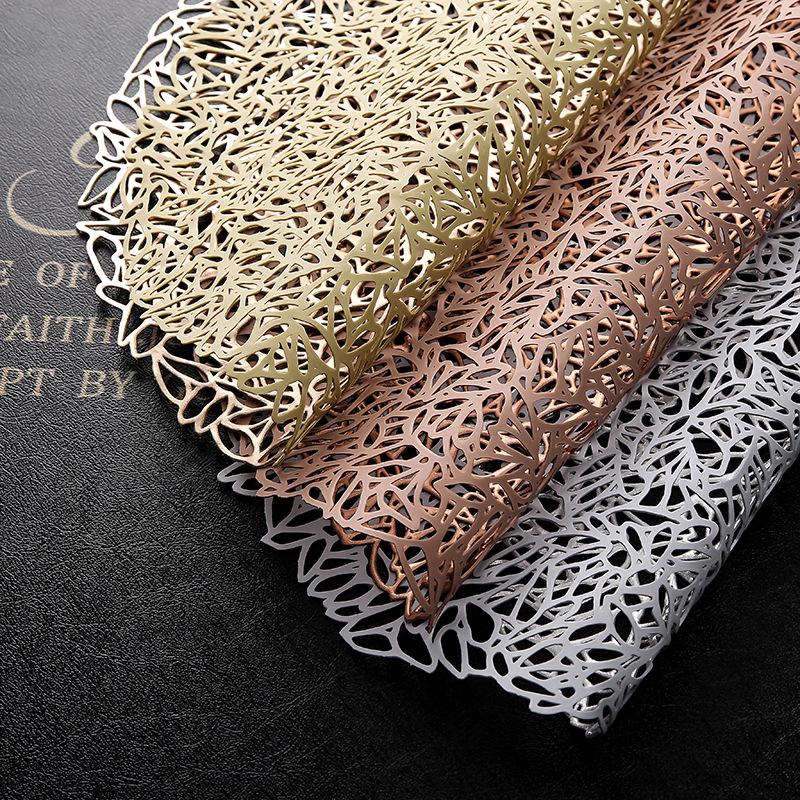Creative Heat-Insulating PVC Cutout Placemat & Coaster for Restaurant or Room Decoration with Hot Stamping