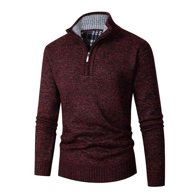 Men'S Autumn And Winter New Men'S Casual Sweater Men'S Solid Color Fleece Knitted Sweater Bottoming Shirt