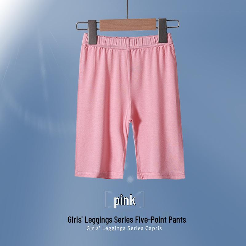 Kids' Summer Mid-Length Leggings: Modal Black or Thin White Girls' Five-Point Safety Pants