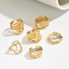 6Pcs/Set Vintage Liquid Wrinkled Irregular Rings for Women Punk Geometric Metal Multi-Layer Chain Open Rings Set Jewelry Gifts