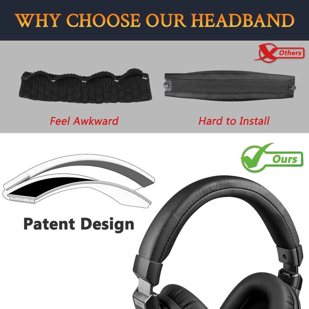 SOULWIT Headband Cover for Audio Technica ATH MSR7GM Protective Case Compatible with Protein Leather Replacement Headphone Cover Repair Head Strap