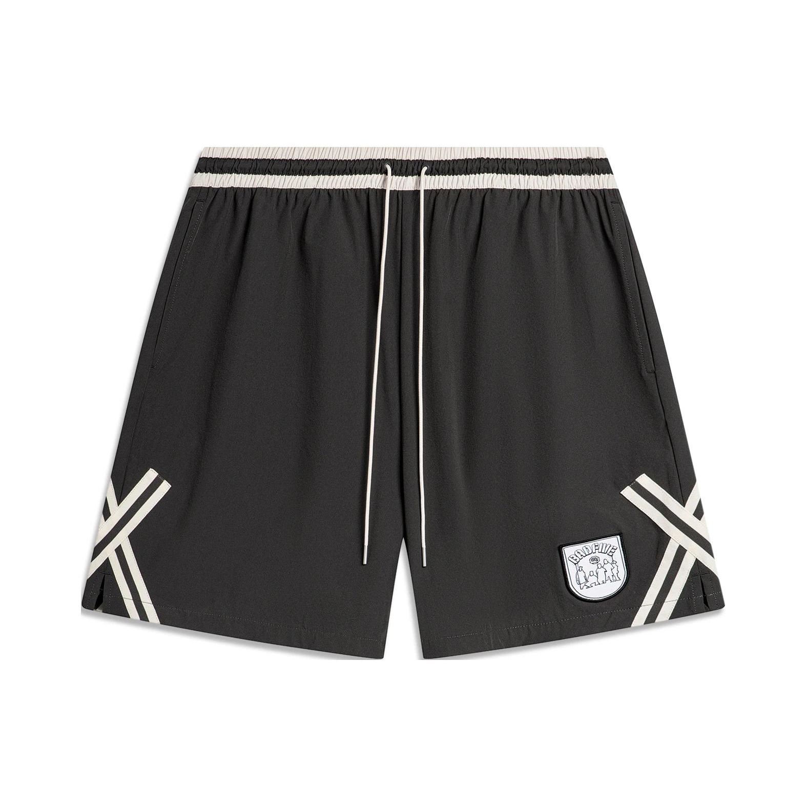 

Li-Ning Badfive Полосатые Быстросохнущие Прохладные Спортивные Баскетбольные Шорты Мужские шорты Темно-серый AKSU447-6 L