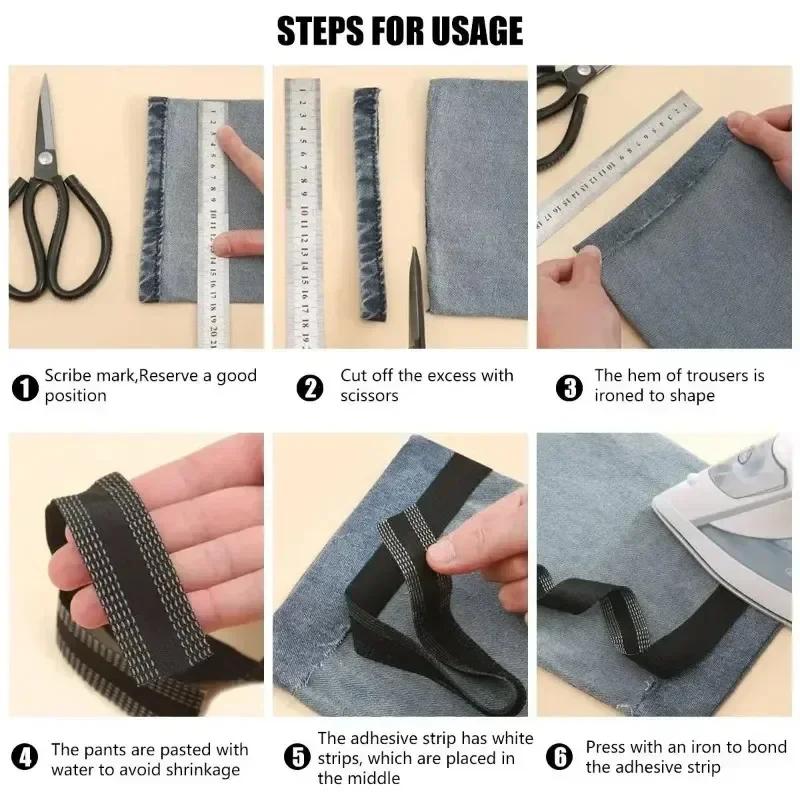 50M Self-Adhesive Pants Hem Paste Tape Trouser Edge Paste Iron-on Pant Shorten Repair Jean Hemming Tape For DIY Sewing Fabric