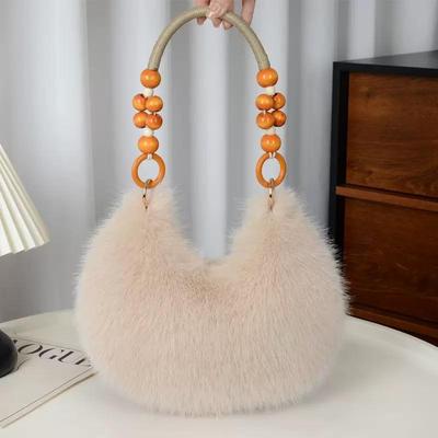 National Style Texture Personality Creative Handbag Underarm Shoulder Bag Plush Imitation Fox Fur Dumpling Bag
