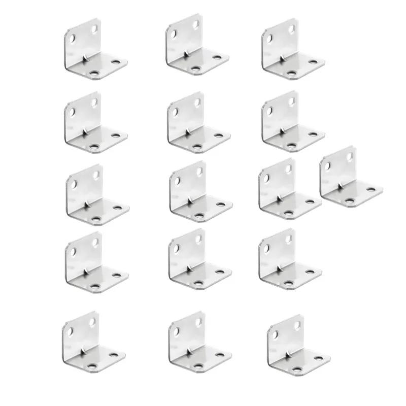 ZEXEF 1-20PCS Stainless Steel L-Shaped Corner Code 90 Degree Laminated Furniture Plate Hardware Right Angle Bracket Cabinets
