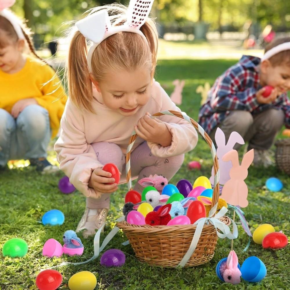 16PCS Cartoon Easter Rabbit Eggs Happy Easter Colorful Plastic Eggs  Home Decoration
