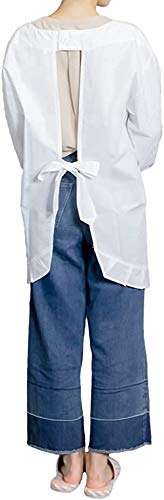KYOETSU Women's White Apron with Sleeves for Western-Style Cooking (Size M)