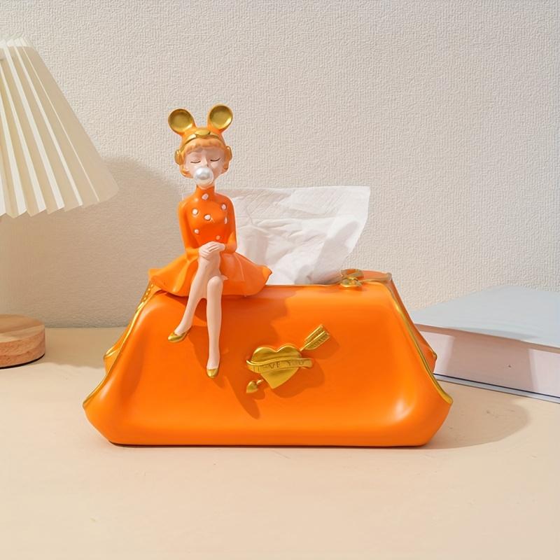 

Модный держатель для салфеток в виде девочки с пузырями из смолы, универсальная декоративная корзина для хранения для гостиной, спальни, подарок на новоселье мандариновый