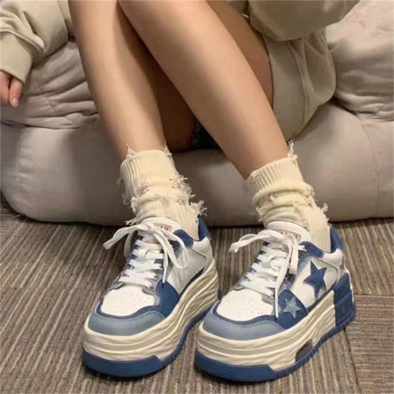 

Muffin platform white shoes new small height increase star board shoes sports and leisure shoes 40 синий