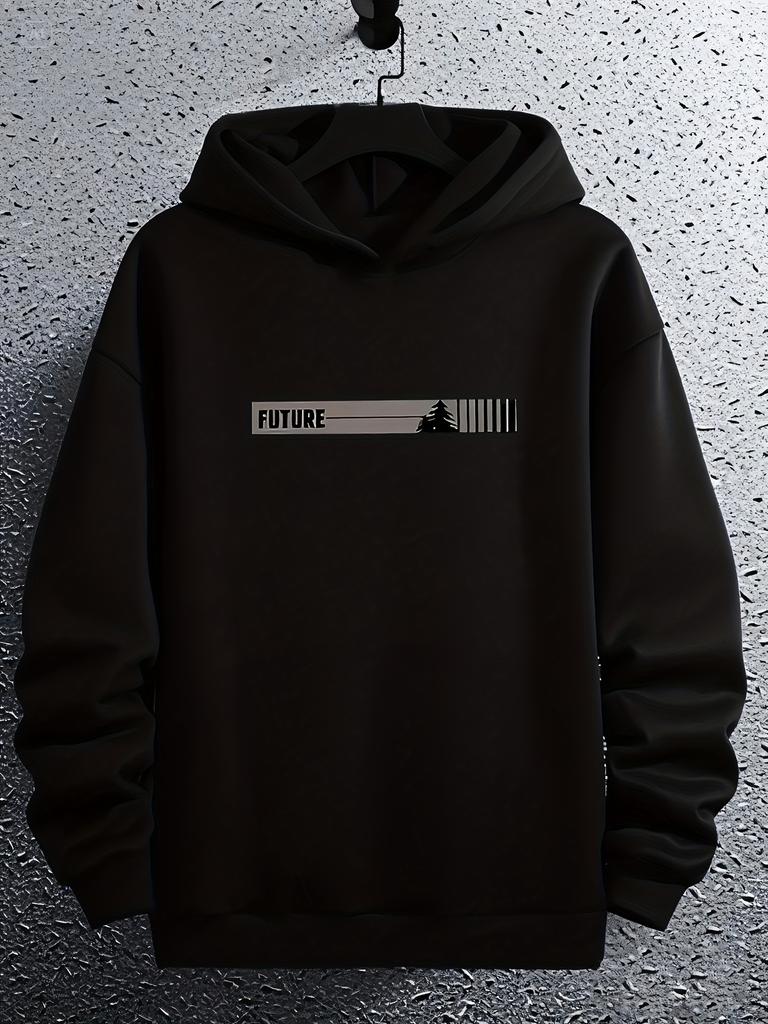 Casual Hoodie with "FUTURE" Print - 100% Polyester Knit