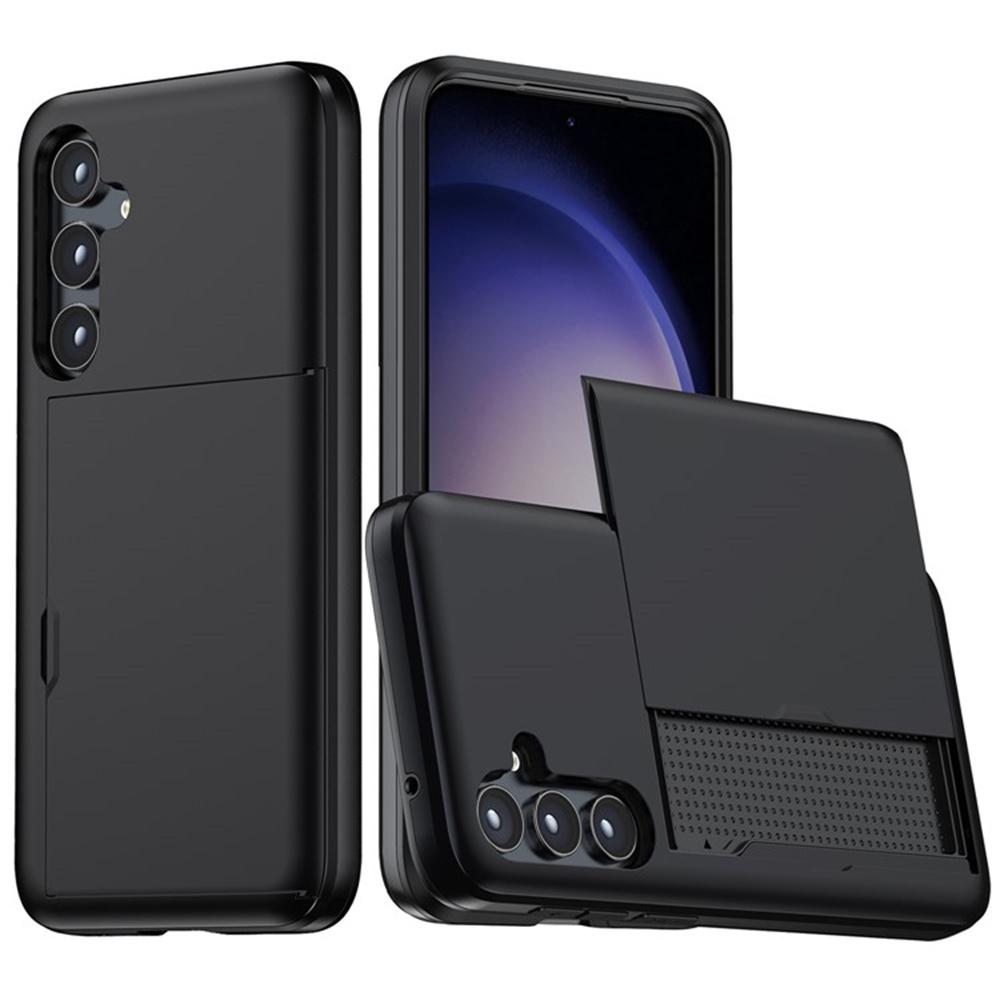 AMORUS For Samsung Galaxy S24+ Case with Sliding Card Holder PC TPU Phone Back Cover