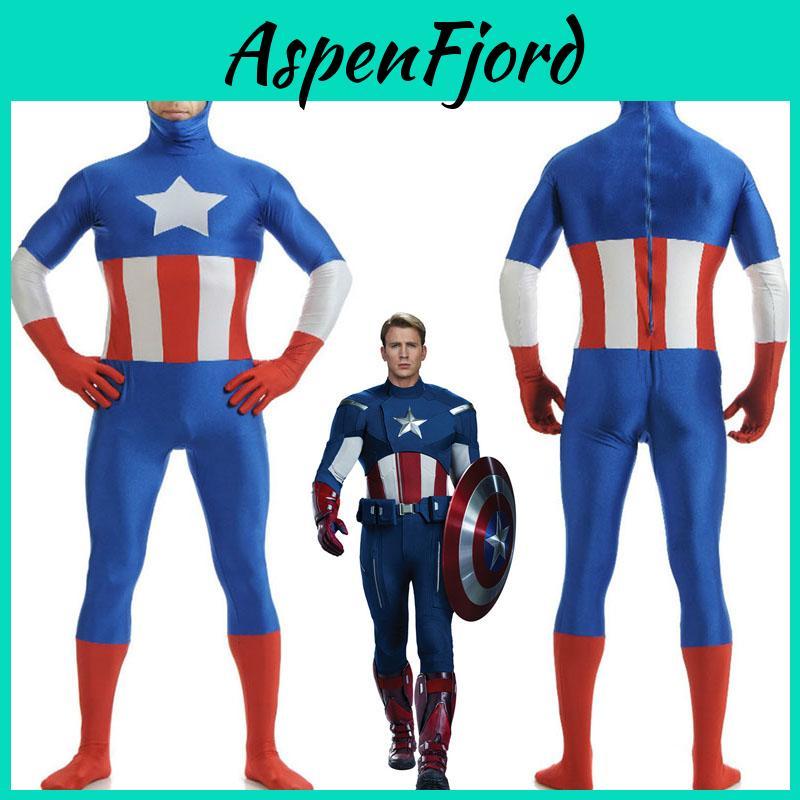 Yetişkinler İçin Zarif İşçiliğe Sahip Çarpıcı Avengers Süper Kahraman Kaptan Kostümü