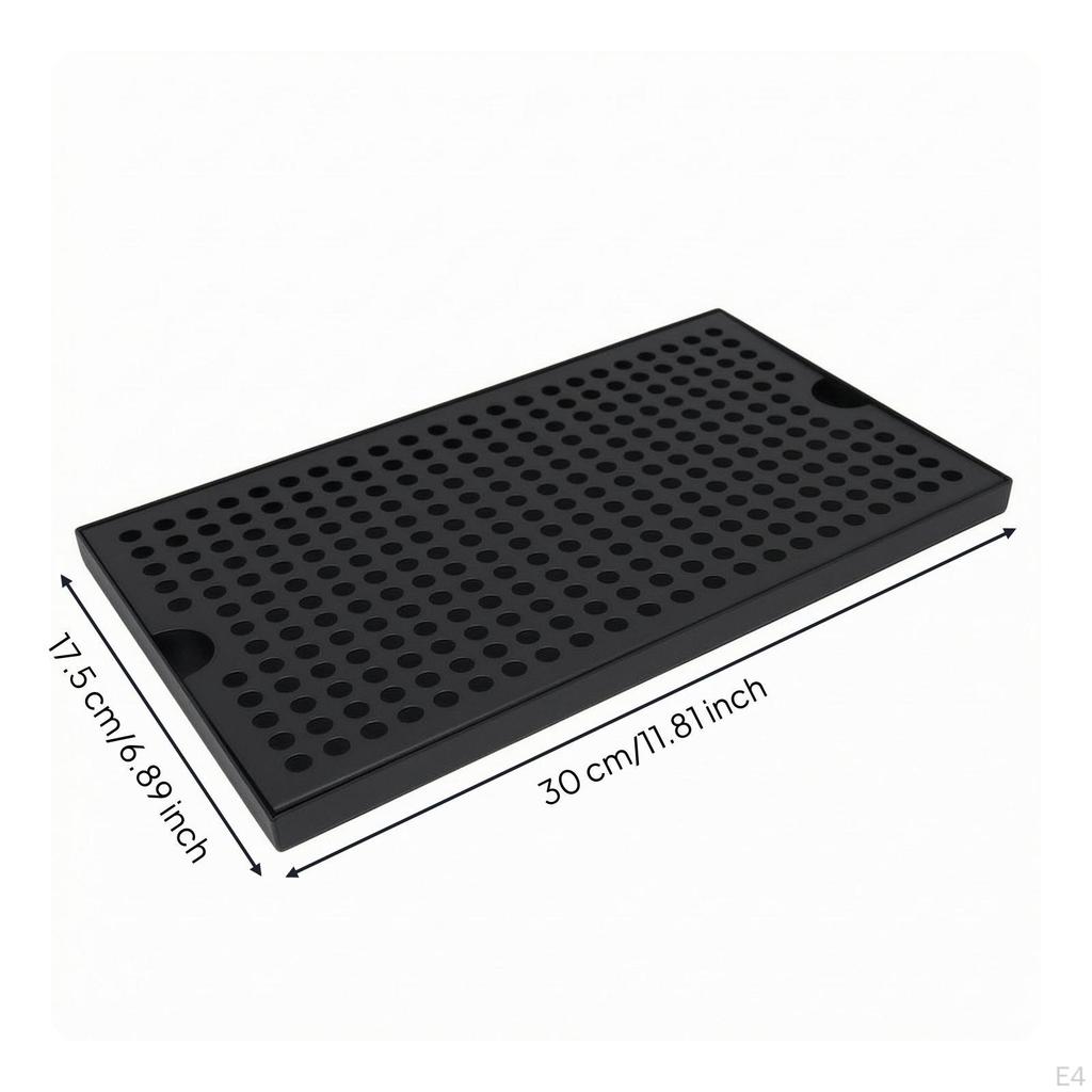 Stainless Steel Drop Tray Drainage Holes Bar Finger Grips Silver 30CM