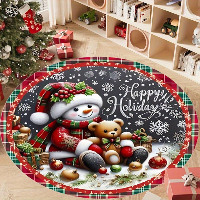 

1pc Christmas Round Rugs: Santa, Snowmen, Reindeer & Festive Scenes - Perfect Holiday Decor ,Christmas round carpet decoration.. 60cm