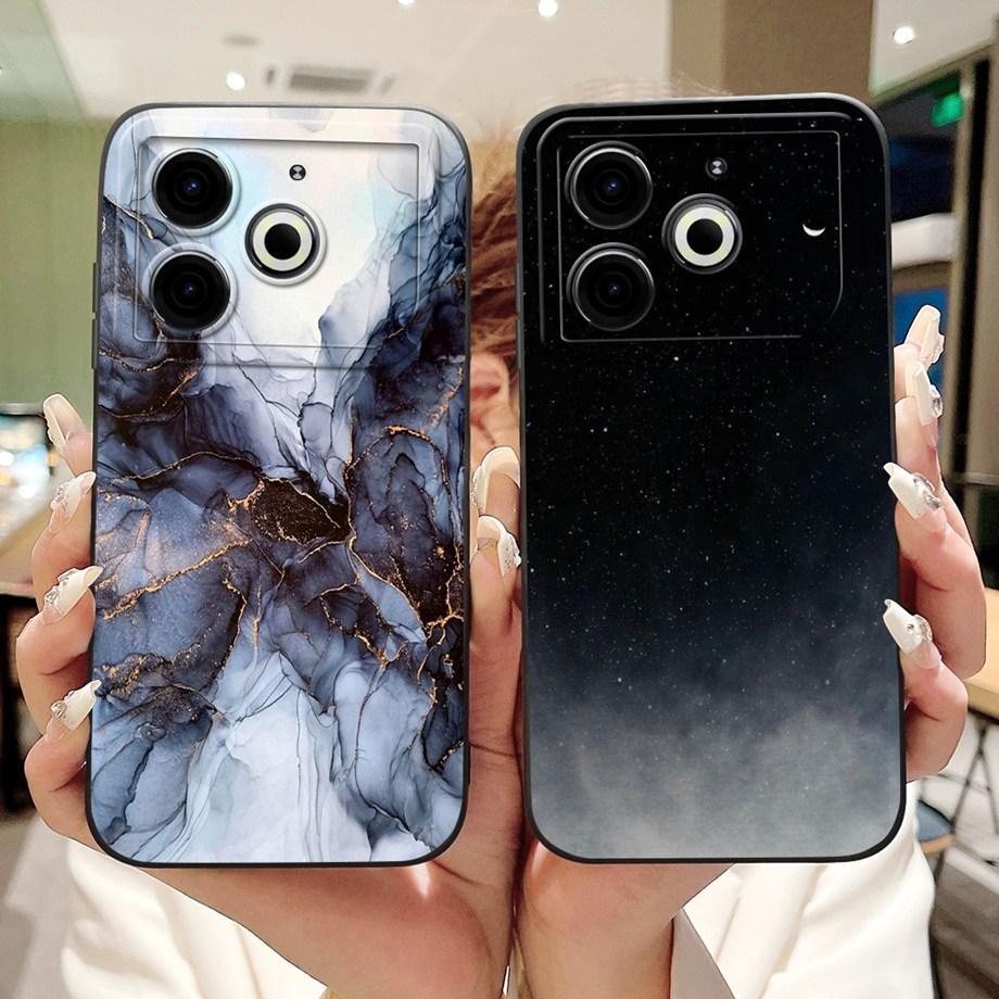 For Tecno Pova 6 Neo Pova6Neo Case Liquid Silicone Soft TPU Back Cover 2024 Fashion Phone Funda Gothic Black Night Bumper