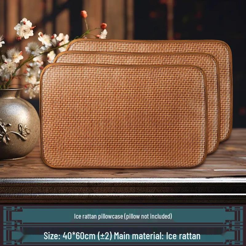 Summer Bamboo Rattan Ice Silk Large Pillowcase Set - Cool Mat for Adults