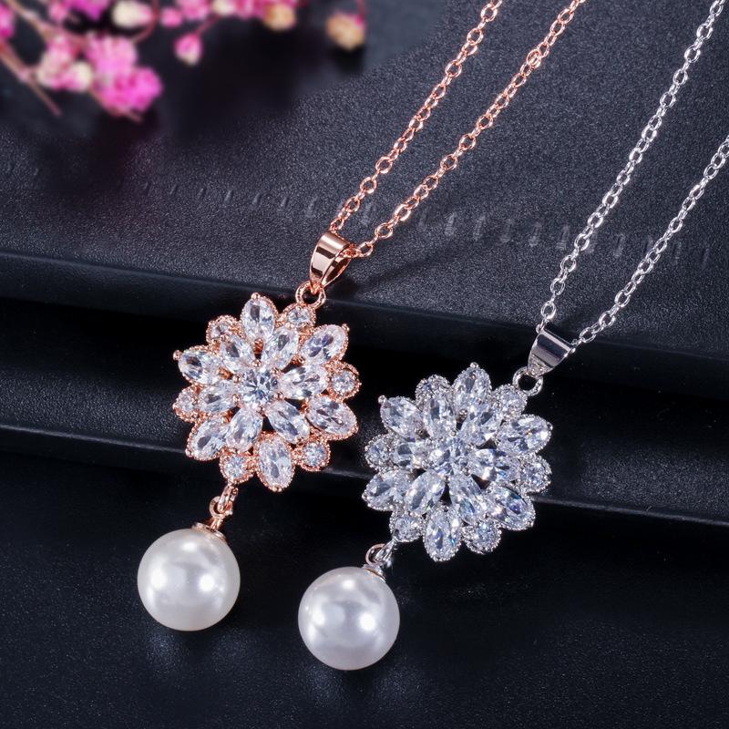 Aaa Zircon Set Chain, Pearl Necklace Pendant Jewelry