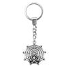 Gothic Floral Cross Keychain Religious Theme Pendant Key Ring 30mm Ring
