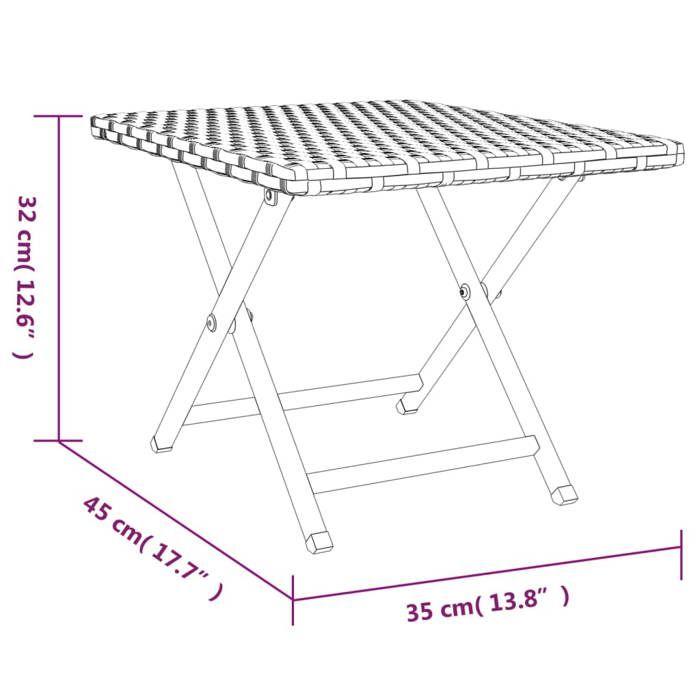 VidaXL Folding Table Black 45x35x32 Cm Braided Resin, Folding Table, Table, Patio Furniture, Garden Furniture, Furniture 362251