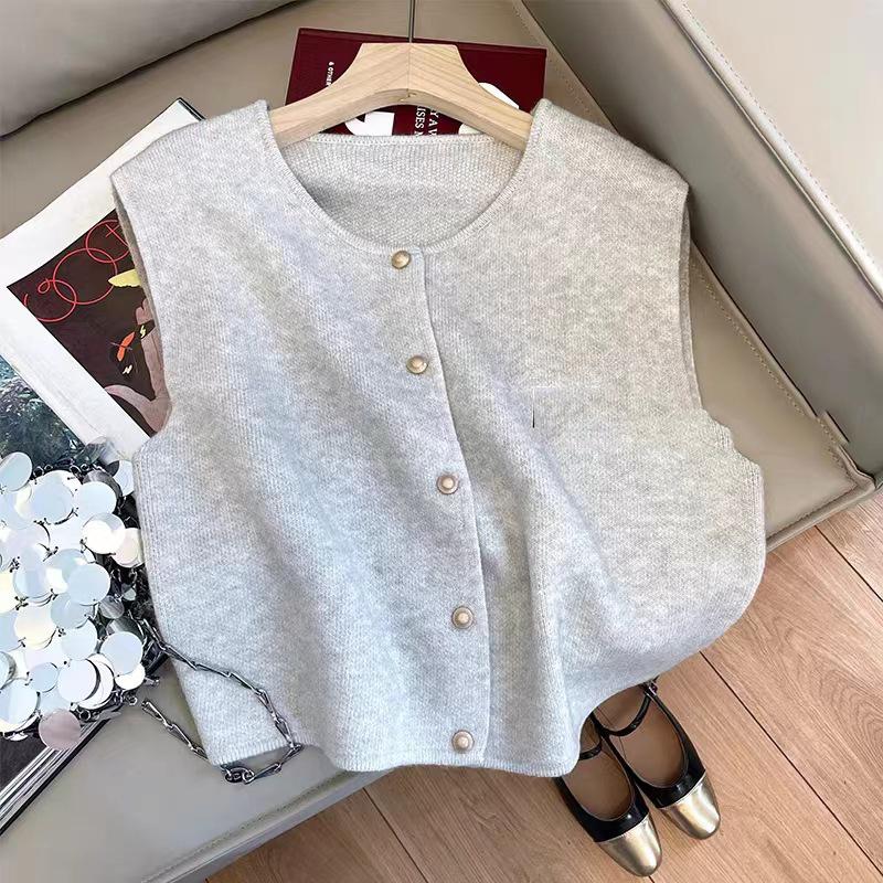 Women Short Knitted Sweater Sleeveless Korean Women Solid Color Vest Ladies  Pullover Female Tops