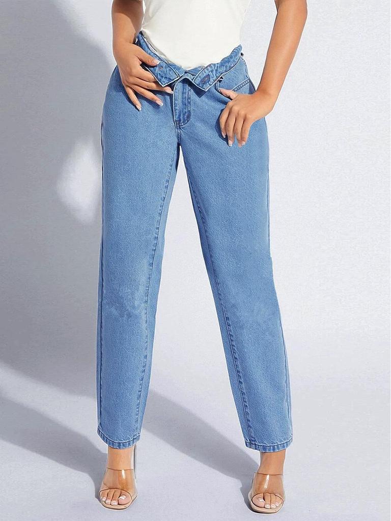 Jeans Dritti a Vita Alta Casual Autunno 2025
