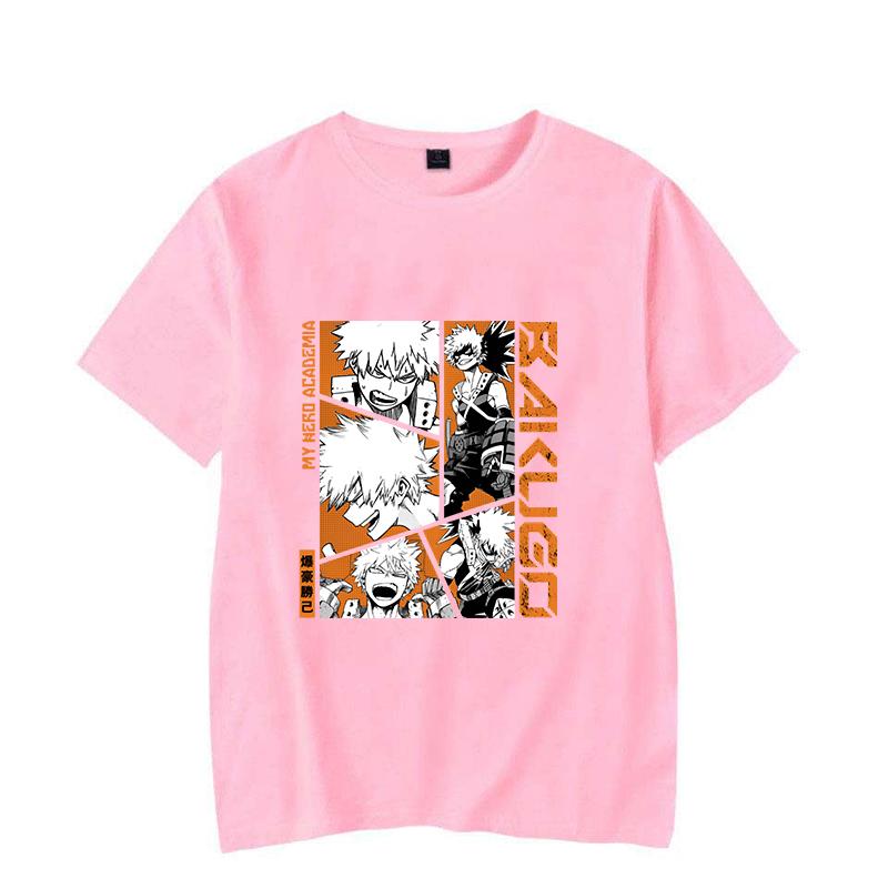 Anime Bakugou Katsuki Printed T-shirts for Women Men Summer Tee Shirt Personality Casual Short Sleeves Round Neck Tops