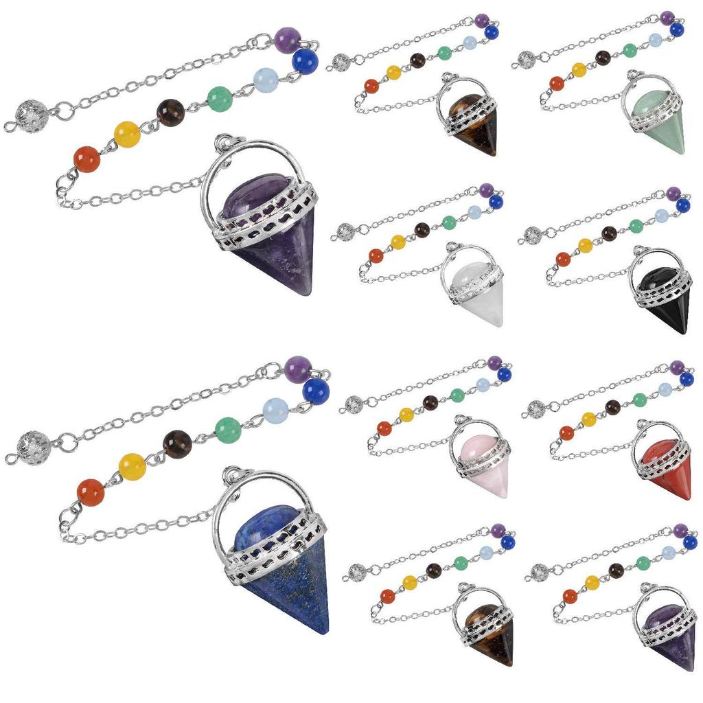 Natural Crystal Seven Chakra Colors Pendulum Pendant for Jewelry, Yoga, Handbags, Clothing, and Decor