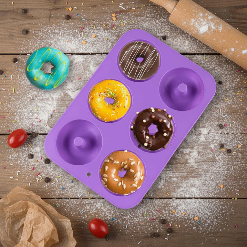 3PCS Silicone 6-Cavity Donut Baking Pan Soft Bread Mold Household Dessert Mold  Cake