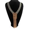 2026 New Personalized Design Alloy Woven Necklace European and American For Women Exaggeration Trendy Cool Long Necklace