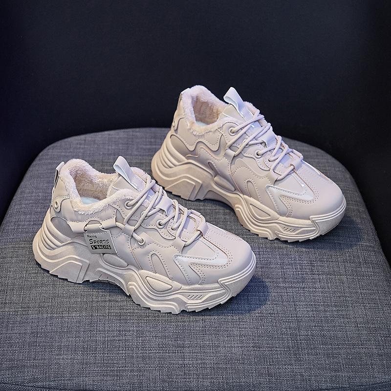 Γυναικεία χειμερινά πάνινα παπούτσια με γούνινες γυναικείες μπότες χιονιού Comfort βελούδινα ζεστά αθλητικά παπούτσια Γυναικεία πλατφόρμα Skateboard Βαμβακερά παπούτσια