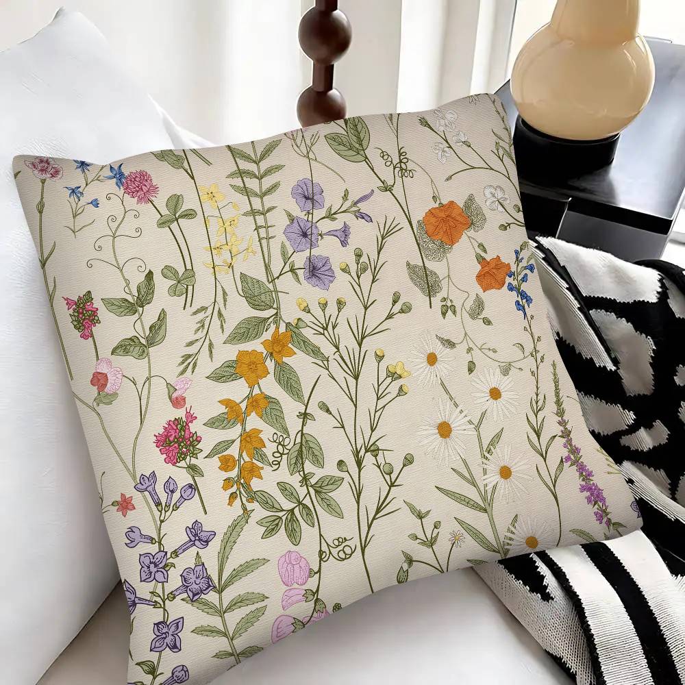 Spring Little Flowers Pillow Case Fashion Square Pillowcase Bedroom Sofa Room Ins Decoration Leisure
