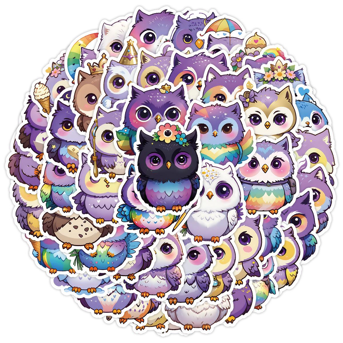 

50 Owl Graffiti Stickers, Cute Stationery Stickers, Water Cup, Computer, Skateboard, Waterproof Decorative Stickers