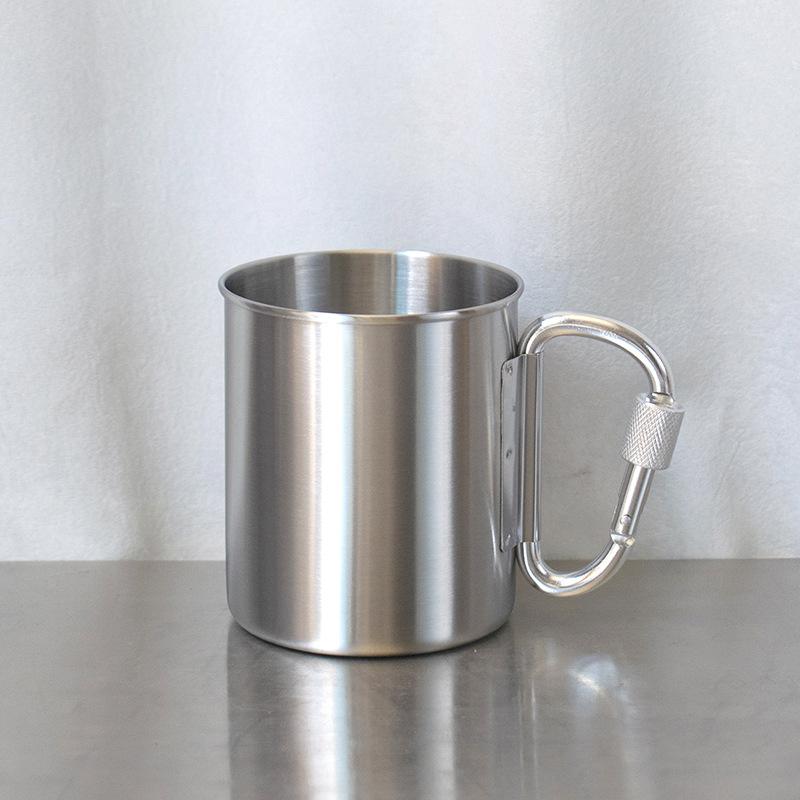 304 stainless steel camping cup, folding beer cup, mountaineering buckle camping water cup mug, single-layer cold drink cup