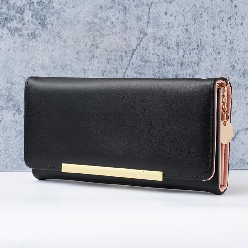 Women's Bifold Wallet: Versatile Long Design with Card Slots, Coin Purse, Japanese & Korean Style, Solid Color