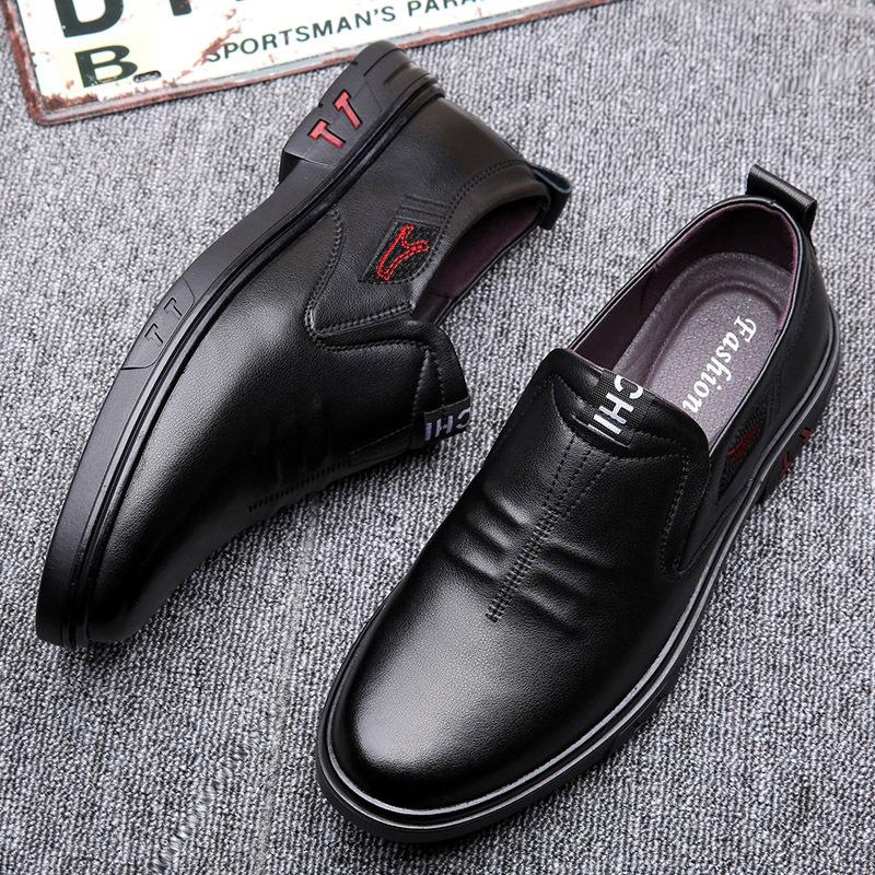 Echtes Leder Herren Slipper Schuhe Flach Mode Marke Herrenschuhe Reines Schwarz Cooler Streetstyle