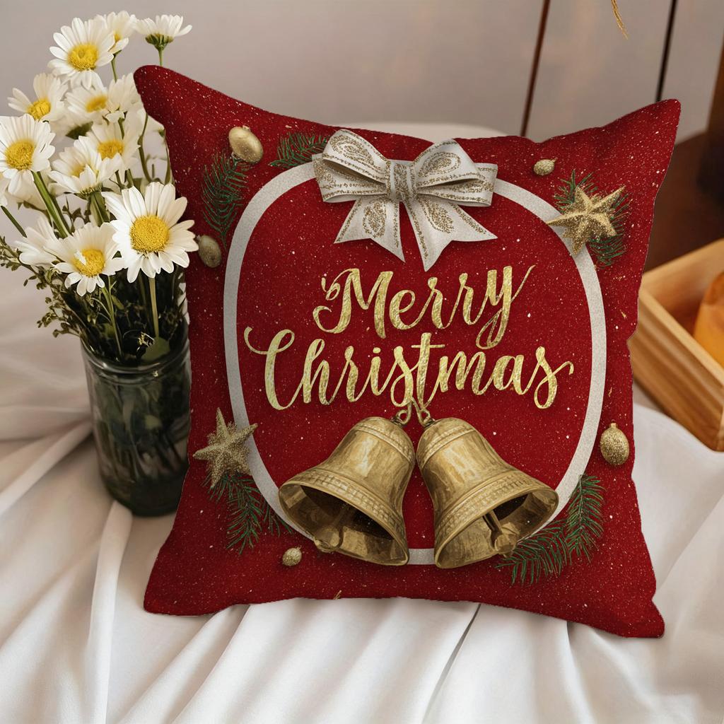 Merry Christmas Green PillowcaseSuitable for Sofa, Car, Bedroom Decorative Cushion Cover Christmas Pillow Cover