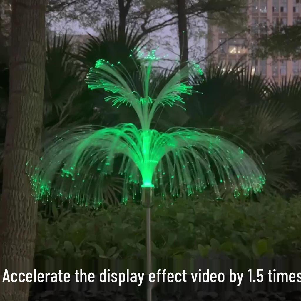 Cross-border Solar LED Jellyfish Garden Light, Waterproof, 7-Color Fiber Optic, Outdoor Lawn Decor.
