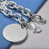 925 Sterling Silver Circle Tag Bracelet Woman Jewelry