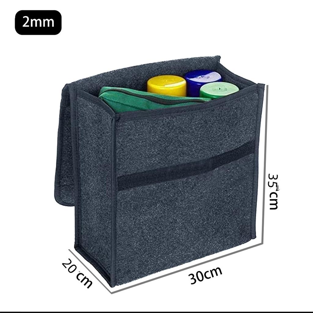 1PC Dark Gray Car Felt Storage Box Car Storage Bag Large Capacity Foldable Felt Storage Box Household Car Interior Accessories