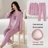 2025 Women's Cartoon Pajama Set: Spring/Autumn, Chest Pads, Long Sleeve, Round Neck, Cotton, Indoor/Outdoor Wear