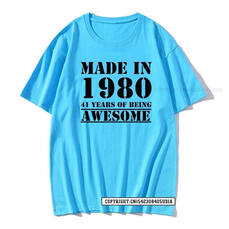 Grappig Gemaakt In 1980 41 Jaar Geweldig Zijn Verjaardag Print T-shirt Katoenen T-shirts Mannen Slim Fit Modieuze Tops Shirt