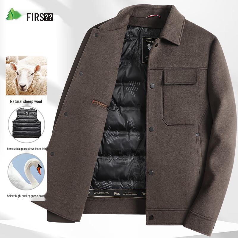 Shanshan Men's Business Casual Wool Jacket with Detachable Goose Down Liner