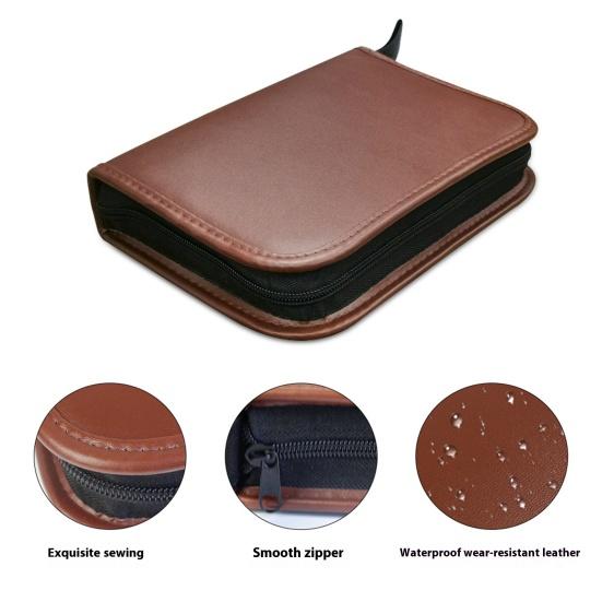 Golf Accessories Bag Faux Leather Storage Case for Golf Balls Tees Divot Tool Rangefinder Scorer Gift for Men Women Golfers