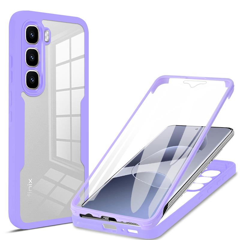 

Противоударный прозрачный чехол для телефона с двухсторонней защитой 360° для Infinix Hot 60 / Hot 60 Pro / Hot 60 Plus / Hot 60i с полной защитой экрана и объектива Infinix hot 60i фиолетовый