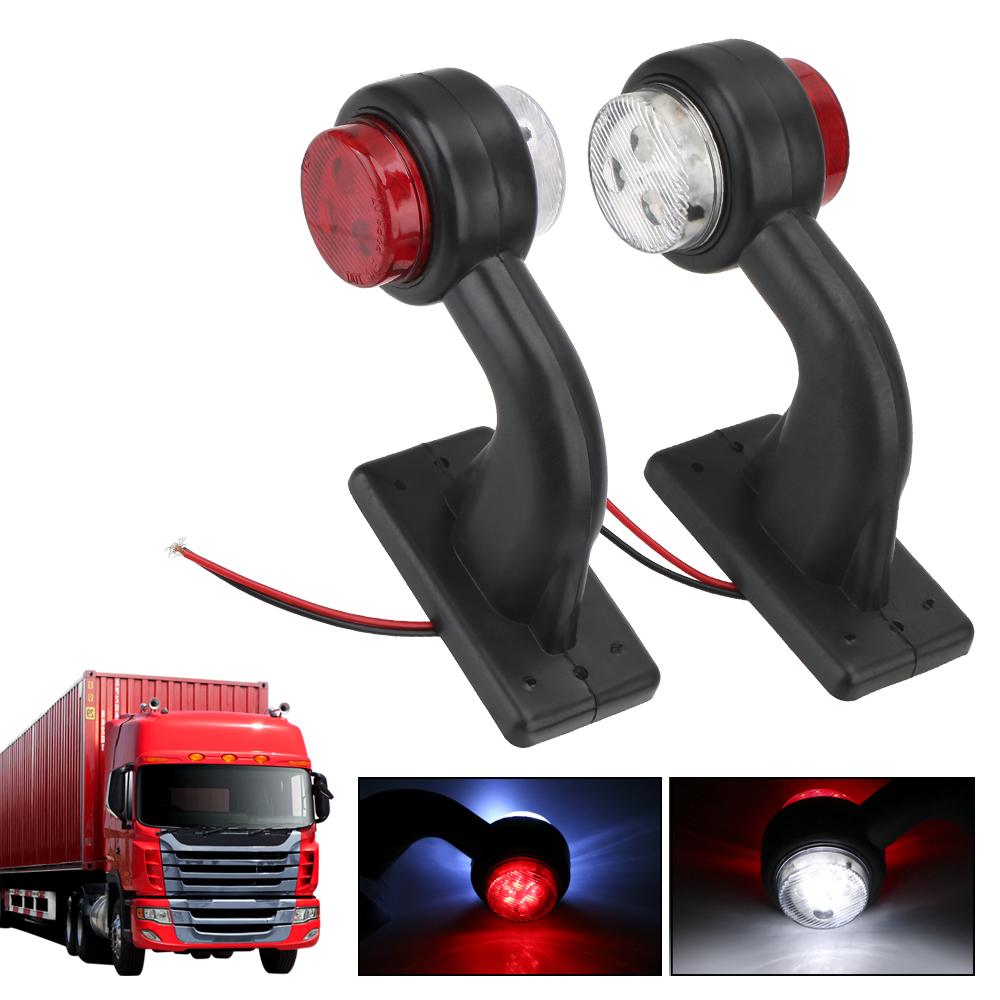 For Trailer Truck Van Lorry 2Pcs/set Red White Truck Lamp Tail Light Assembly Indicator Lamp 12/24V LED Side Marker Light