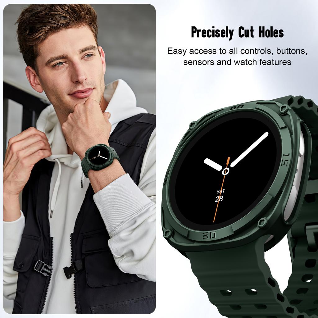 Robustes Lünettengehäuse für Samsung Galaxy 8 44mm 40mm Schutz Zubehör Harter PC Stoßstangenrahmen Skalen Schutz Galaxy watch8 Hülle