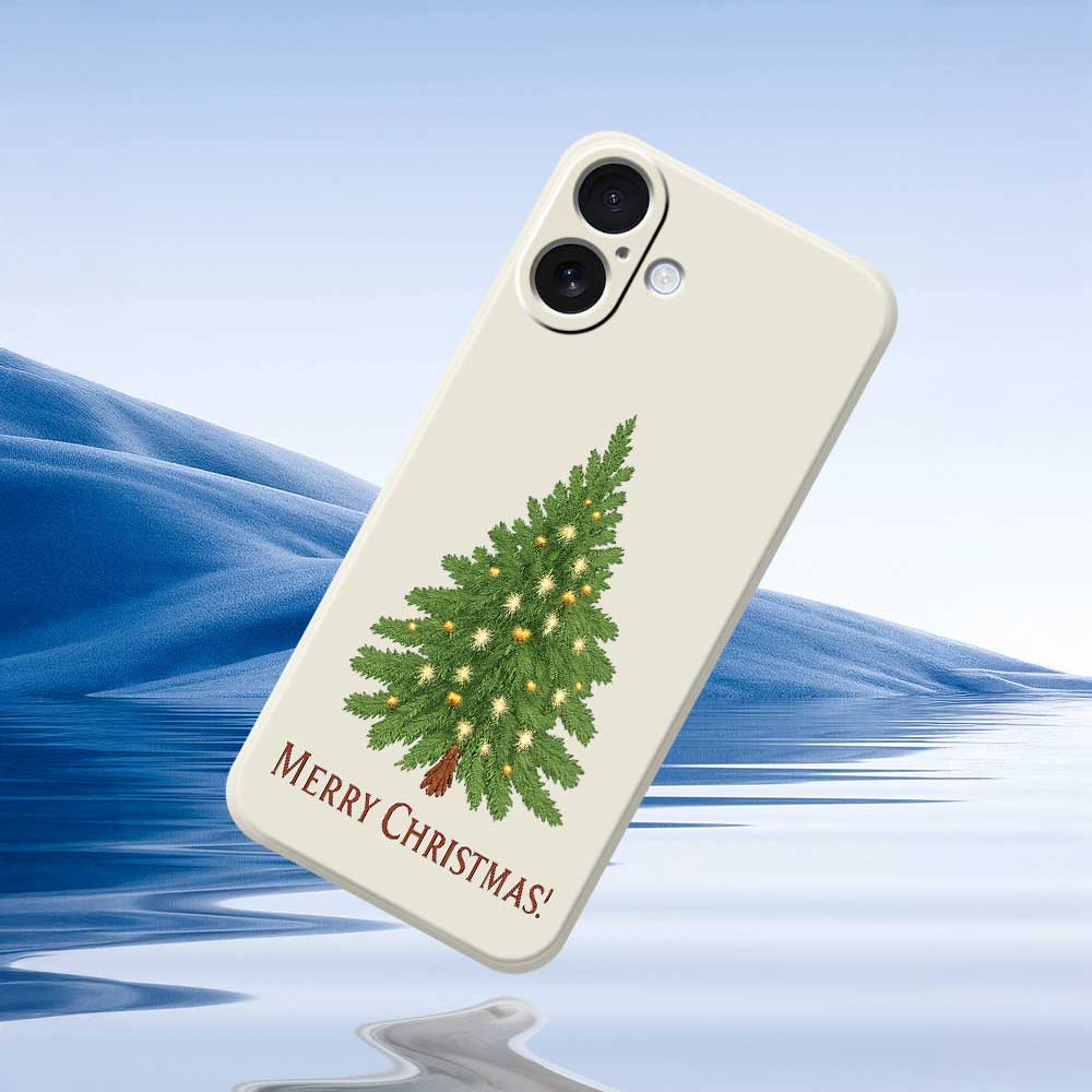 For iPhone 17 Case Christmas Tree Pattern Printing Straight Edge TPU Phone Back Cover