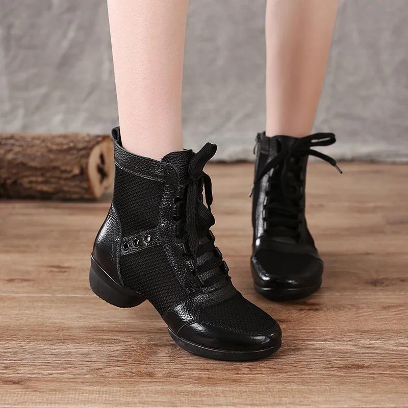 High Quality Woman Cowhide Dancing Women Jazz Dance Shoes Girls Soft Ballroom Modern Shoes Ladies Boots Sneakers Sandals